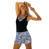 Floral Orange Skirted Swimsuits