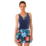 Floral Orange Skirted Swimsuits