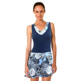 Floral Orange Skirted Swimsuits