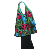 Top Casual Orange Flower Blouse Sleeveless