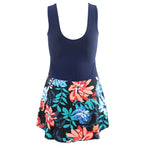 Floral Orange Skirted Swimsuits