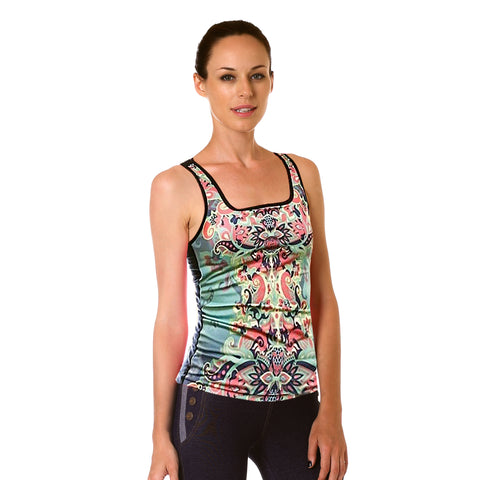 Woman Top Green floral Gym Workout