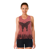 Top Casual Pink Butterfly Blouse Sleeveless
