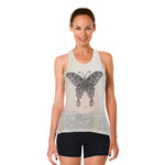 Top Casual White Butterfly Blouse Sleeveless