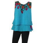 Top Casual Orange Flower Blouse Sleeveless