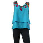 Top Casual Orange Flower Blouse Sleeveless