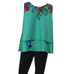Top Casual Orange Flower Blouse Sleeveless