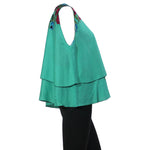 Top Casual Orange Flower Blouse Sleeveless