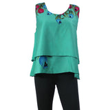 Top Casual Orange Flower Blouse Sleeveless